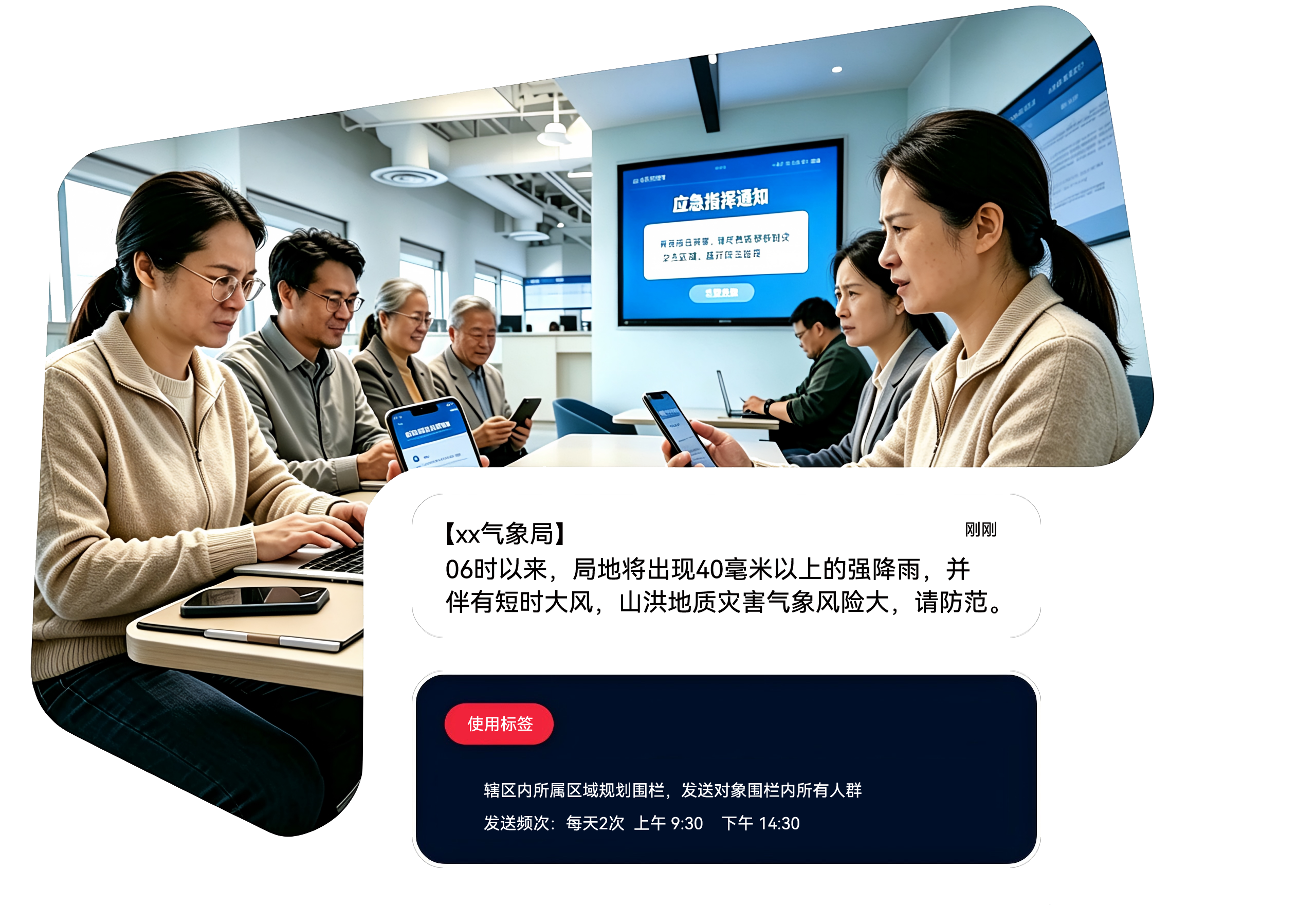 杭州政务智慧信息平台-基层106政务通知短信群发示意图
