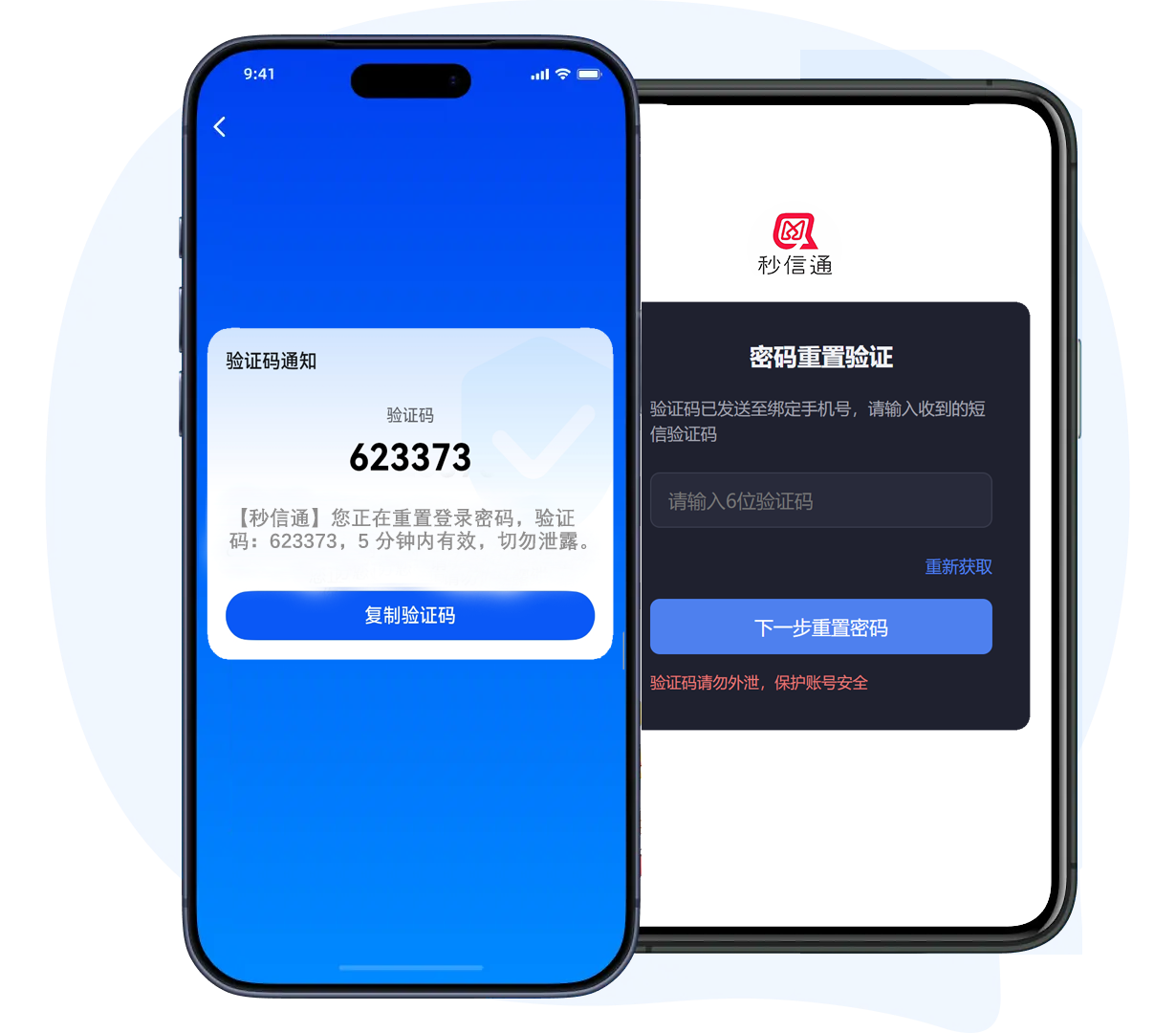 密码重置OTP短信验证场景示意图